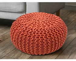Eva | pouf | terracotta | 100% gerecycled katoen | Ø 45 cm | poef | hocker | Kruk | hockers en poefen | fluwelen poef | Wood Selections