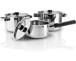Eva Solo - Nordic Kitchen Pannenset Set van 6 Stuks - Zilver - Zwart - Roestvast Staal - Bakeliet