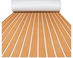 EVA Teak Foam Pro Series Bootmat – Zelfklevende Premium Vloerbedekking voor Boten – 240 x 60 cm – Licht bruin met Witte Lijnen – Duurzaam & Luxe Anti-slip – TeakFoamShop