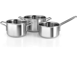 Eva Trio - Multi 3 ply Pannenset Set van 3 Stuks - Zilver - Roestvast Staal - Aluminium