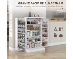 Evaux Boutique - keukenkast - voorraadkast - met 2 deuren - 16 niveaus - keukenkast organizer - verstelbare planken - wit
