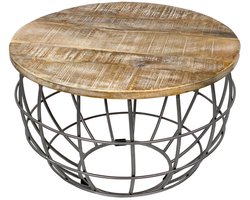 Evelyn | Bijzettafel | wit | massief hout en metaal | ø 55 cm | salontafel | salontafel industrieel | koffietafel | tafeltje | laag bijzettafeltje | Wood Selections