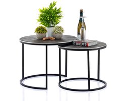 Evelyn | Couchtisch Set | zilver | aluminium | ø 55 en 45 cm | bijzettafel | bijzettafel buiten | bijzettafel industrieel | salontafel | klein bijzettafeltje | Wood Selections