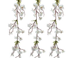 Everlands kunstbloem/bloesem takken slingers - 3x stuks - wit - 187 cm