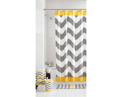 Everyday Elegance – douchegordijn chevron grijs wit geel 183x213cm
