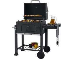 EVIQ - BBQ houtskool - Smoker Barbecue Valencia - Barbeque Verstelbaar kolenrooster - Barbecues Zwart