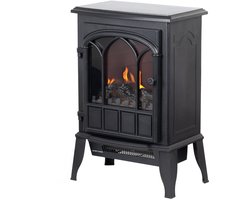 EVIQ Sfeerhaard Elektrisch - Haard met Verwarming - 1000/2000 W - Kachel Vrijstaand - Realistisch Haard LED Licht - Zwart