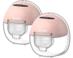 Evite Elektrische Draadloze Borstkolf Slim – Handsfree & Draagbaar – BPA-Vrij – Dubbele Borstkolf – Met E-Book - Roze