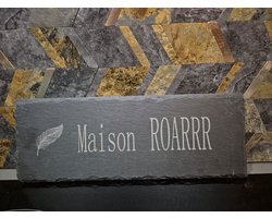Eviva Home Deco Leisteen Tapasplank Langwerpig - Graveertekst "Maison ROARRR" - Unieke Woondecoratie Plank