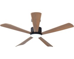 Evolar Plafondventilator met Verlichting - 132cm - Dimbaar - Zeer Stil - Afstandsbediening - 3000K/4500K/6000K - Hout - EVO-CF52BWD-5-BLAD