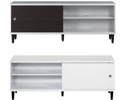Evolution TV-meubel 1 deur, 2 planken wit, zwart.
