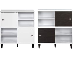 Evolution wandkast 2 deuren, 4 planken wit, zwart.