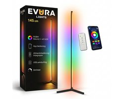 Evura Goods Hoeklamp - Vloerlamp 145 cm - App bestuurbaar - RGB en wit licht