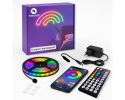 Evura Goods - Led strip 5 meter - Waterproof IP65 - RGB - afstandsbediening & telefoon app - waterdicht - dimbaar - buitenverlichting - timer en muziek modus -Led Lights -smart home verlichting - Binnenverlichting - tuinverlichting