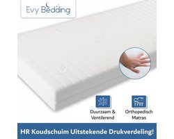 Evy Bedding® 140x190 cm - 20 cm dik - Tweepersoons - HR45 koudschuim - Orthopedisch Matras- circa 20 cm dik - Afritsbaar hoes wasbaar - Hotel kwaliteit - CertiPur en Okoetex gecertificeerd