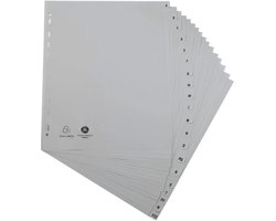 Exacompta 10x Tabbladen met bedrukte tabs in gerecycled PP - 20 tabs - A tot Z - A4 maxi - Grijs - 1920E