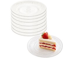 Excellen Houseware taart en gebakbordjes - 12x - kunststof - kristal ornament - transparant - Dia 15 cm