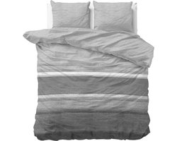 Excellent flanel winter dekbedovertrek Romee grijs - 200x200/220 (tweepersoons) - comfortabel en warm - zalig slapen - uniek dessin - met handige drukknopen