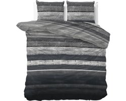 Excellent flanel winter dekbedovertrek Tyler grijs - 200x200/220 (tweepersoons) - comfortabel en warm - zalig slapen - uniek dessin - met handige drukknopen