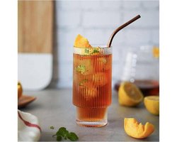 Excellent geribbelde glazen - Set van 6 - Geribbelde drinkglazen voor Smoothie Margaritas Whiskey - Longdrink