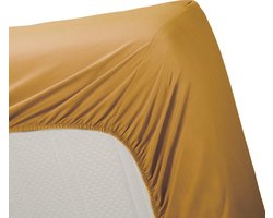 Excellent hoeslaken katoen oker geel- 90x210/220 (eenpersoons) - fijn geweven en ademend - heerlijk zacht en comfortabel - perfecte pasvorm - zalig slapen
