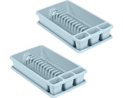 Excellent Houseware Afdruiprek met lekbak - lichtblauw - 45 x 26 cm - afwasrek