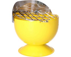 Excellent Houseware Asbak - in BBQ vorm - metaal - 12 cm - geel - voor binnen / buiten
