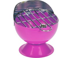 Excellent Houseware Asbak - in BBQ vorm - metaal - 12 cm - roze - voor binnen / buiten