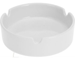Excellent Houseware Asbak - wit - porselein - 10 cm - Binnen/buiten gebruik