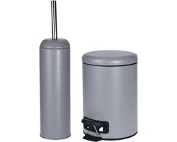 Excellent Houseware - Badkamer set - Pedaalemmer en toiletborstel