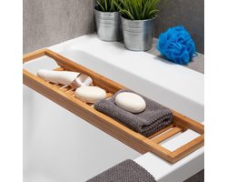 Excellent Houseware Badrek van bamboe hout - 64 x 15 cm - voor spullen - badplank - bruin