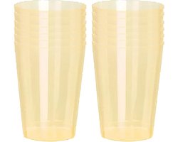 Excellent Houseware Beker- 12x - geel - kunststof - 280ml- herbruikbaar glas