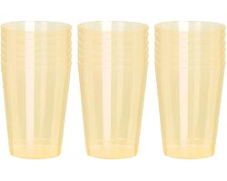 Excellent Houseware Beker- 18x - geel - kunststof - 280ml- herbruikbaar glas