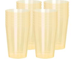 Excellent Houseware Beker- 24x - geel - kunststof - 280ml- herbruikbaar glas