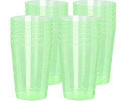 Excellent Houseware Beker - 24x - groen - kunststof - 280ml - herbruikbaar glas