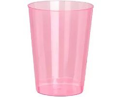 Excellent Houseware Beker- 6x - roze - kunststof - 280ml- herbruikbaar glas