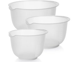 Excellent Houseware Beslagkommen set - 3-delig - kunststof - antislip - 1,5L / 2,0L / 2,5L - mengkom
