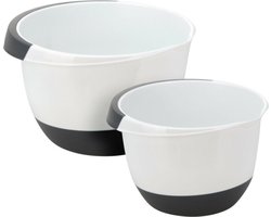Excellent Houseware Beslagkom/mengkom/roerkom - 2x stuks - kunststof - wit