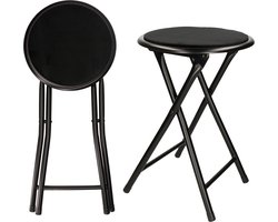 Excellent Houseware - bijzet krukje/stoel - 2x - Opvouwbaar - zwart