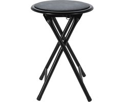 Excellent Houseware bijzet krukje/stoel - opvouwbaar - zwart - D30 x H45 cm