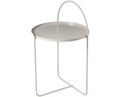 Excellent Houseware bijzettafel Deco Metal - licht beige - rond - H65 x D40 cm - metaal - koffietafel - koffietafel - banktafeltje