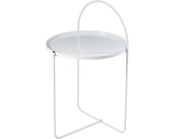 Excellent Houseware bijzettafel Deco Metal - wit - rond - H65 x D40 cm - metaal - koffietafel - koffietafel - banktafeltje