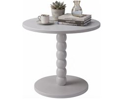 Excellent houseware bijzettafel liva - lichtgrijs - rond - H40 x D35 cm - hout - koffietafel