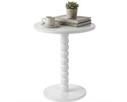 Excellent houseware bijzettafel liva - wit - rond - H50 x D35 cm - hout - koffietafel