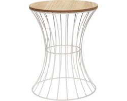 Excellent Houseware Bijzettafel rond - Zandloper Figuur - 30 x 40 cm - Metaal/Hout