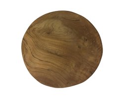 Excellent Houseware Bijzettafeltje - metaal/hout - beige/zwart - D30 x L42 cm