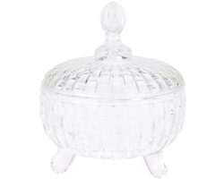 Excellent Houseware Bonbonniere met deksel - transparant deco glas - 10 x 13 cm - snoeppot - tafel model