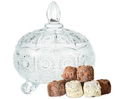 Excellent Houseware Bonbonniere met deksel - transparant deco glas - 12 x 13 cm - snoeppot - tafel model