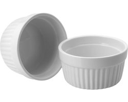 Excellent Houseware Creme brulee schaaltjes - 2x stuks - bakjes - wit - 11 x 5 cm - porselein - Tapas schaaltjes