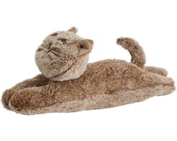 Excellent Houseware Deurstopper gewicht - dieren thema Katje - 1 kilo - bruin - 38 x 11 cm - dichte ogen - buiten/binnen deuren